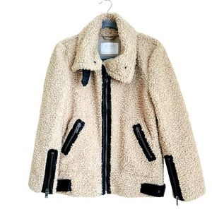 Zara Moto Aviator Shearling Jacket, EUC, size small